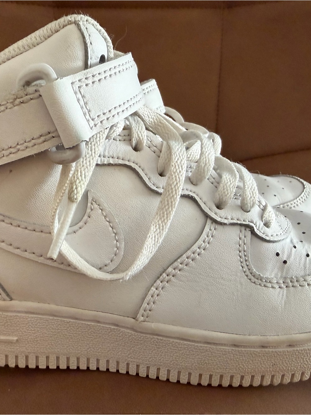 Nike Kids White High-Top Sneakers with Strap